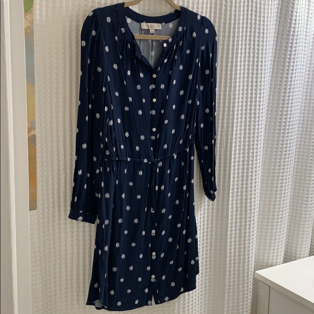 Navy and White Polka Dot Cotton Dress